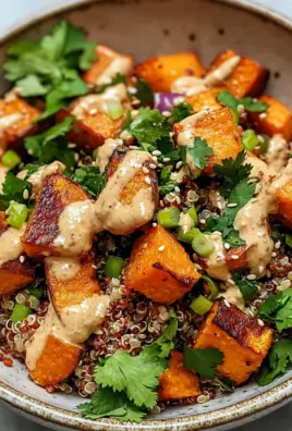 Gerösteter Süßkartoffel-Quinoa-Salat mit Sesam-Miso-Sauce 28 Gerösteter Süßkartoffel-Quinoa-Salat mit Sesam-Miso-Sauce