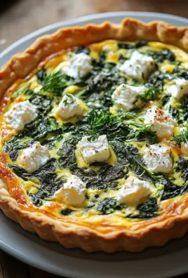 Hüttenkäse und Spinat Krustenlose Quiche