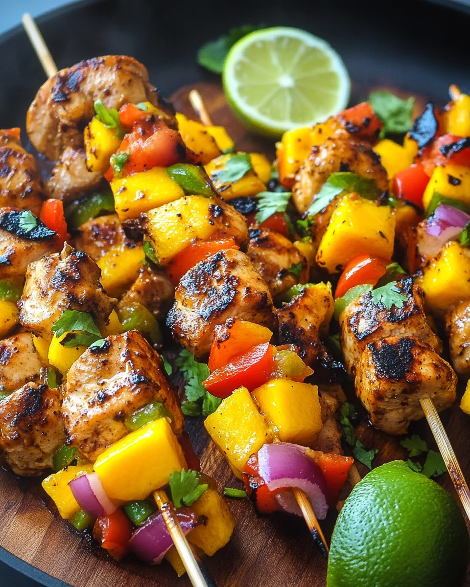Karibische Hähnchenspieße mit Mango-Salsa