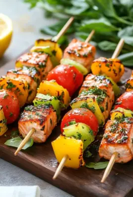 Lachs-Spieße mit Gemüse