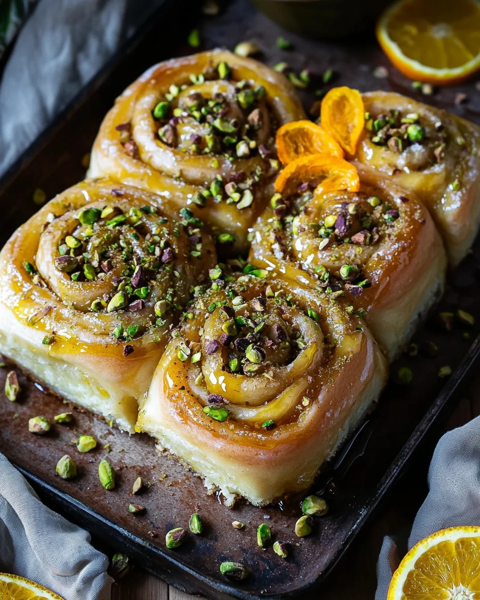 Lockere Pistazien-Heferollen mit Orangen-Frischkäse-Frosting 28 Lockere