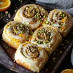 Lockere Pistazien-Heferollen mit Orangen-Frischk&auml;se-Frosting