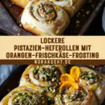 Lockere Pistazien-Heferollen mit Orangen-Frischkäse-Frosting 27 Pinterest Hidden Image