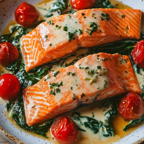 Ofenlachs mit Spinat