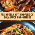 Reisnudeln mit Rindfleisch, Sojasauce und Gemüse 21 Pinterest Hidden Image