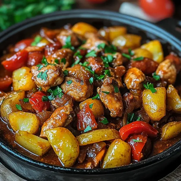 Schaschlik-Topf aus dem Ofen