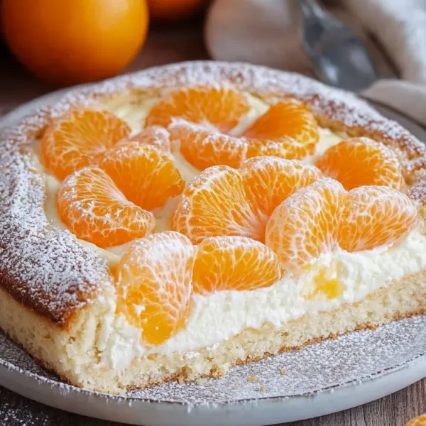 Schmandkuchen mit Mandarinen vom Blech