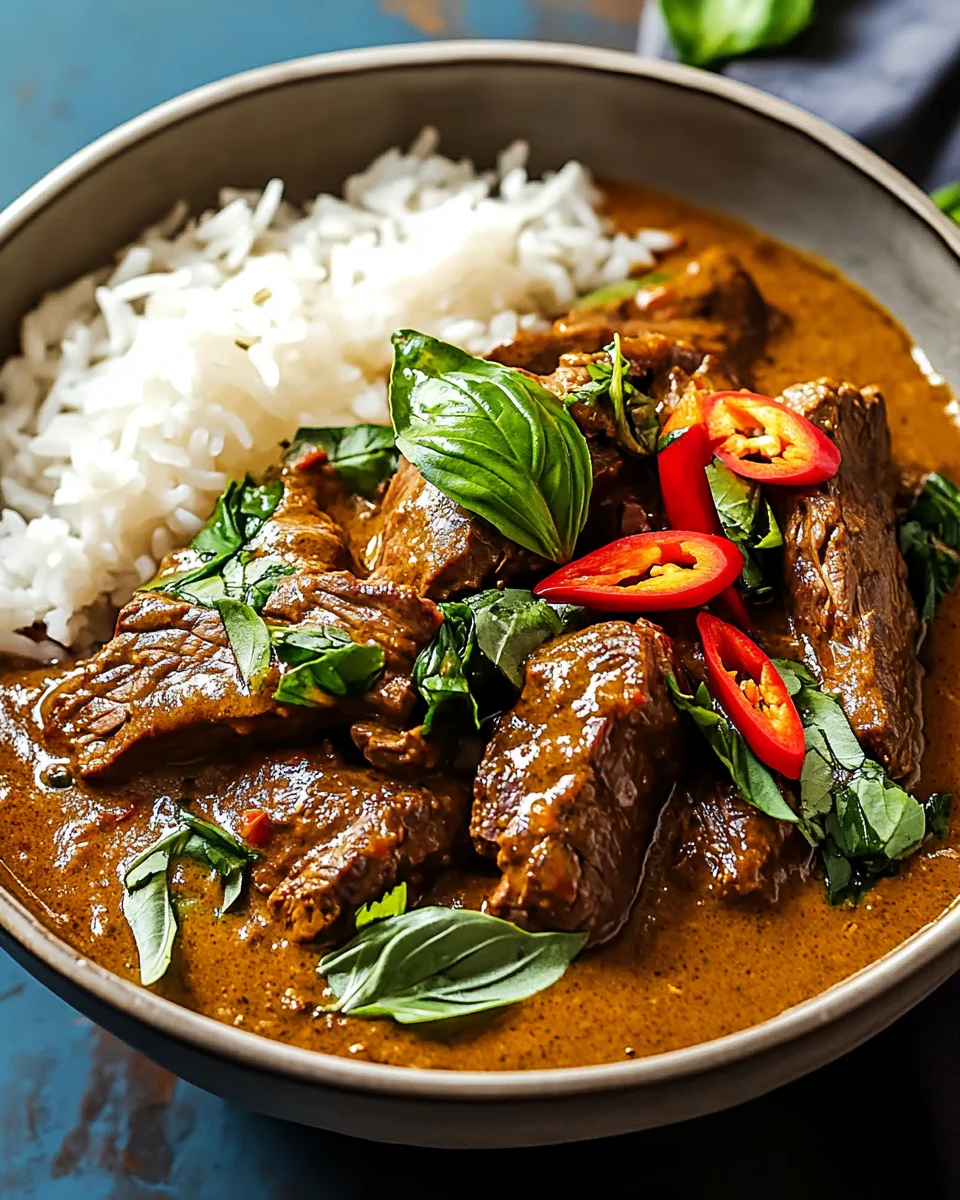 Thailändisches Rindfleisch mit roter Currysoße