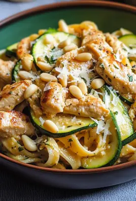 Zucchini Parmesan Pasta mit Hähnchen und Pinienkernen 24 Zucchini Parmesan Pasta mit Hähnchen und Pinienkernen