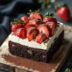 Brownie mit Mascarpone und Erdbeeren