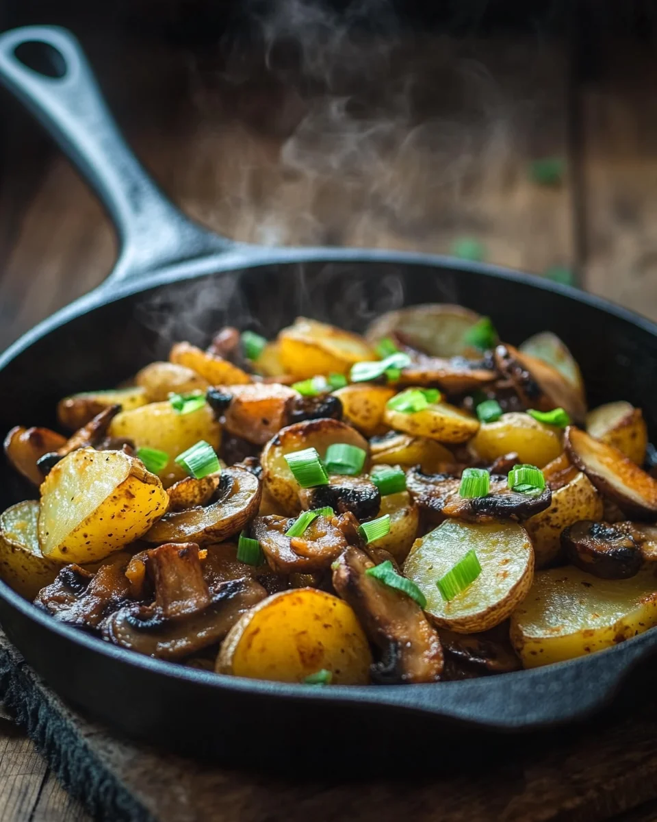 Champignon-Kartoffel-Pfanne mit Frühlingszwiebeln 18 Champignon-Kartoffel-Pfanne