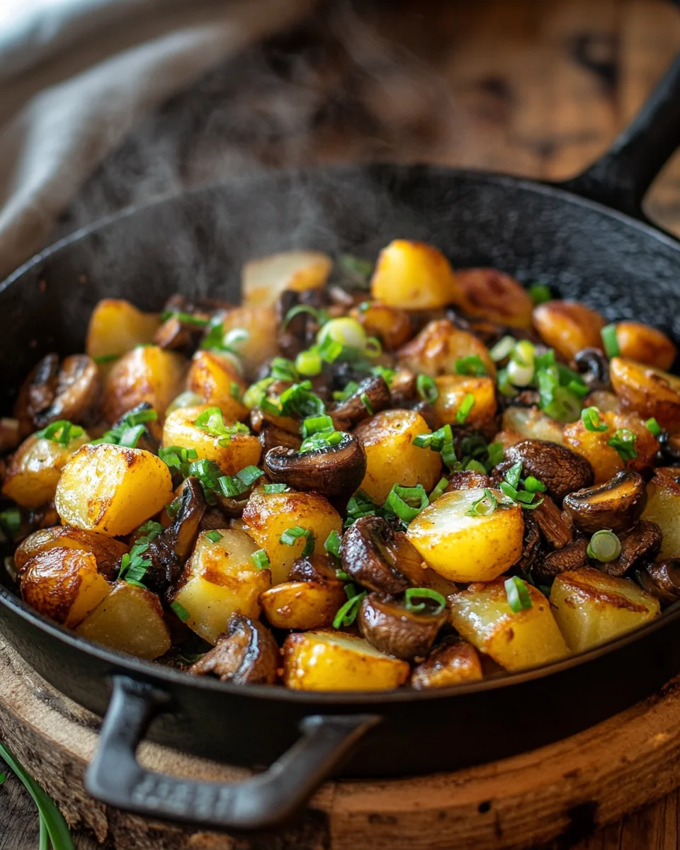 Champignon-Kartoffel-Pfanne mit Frühlingszwiebeln 20 Champignon-Kartoffel-Pfanne mit Frühlingszwiebeln