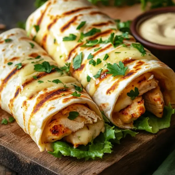 Crispy Cheesy Garlic Chicken Wraps