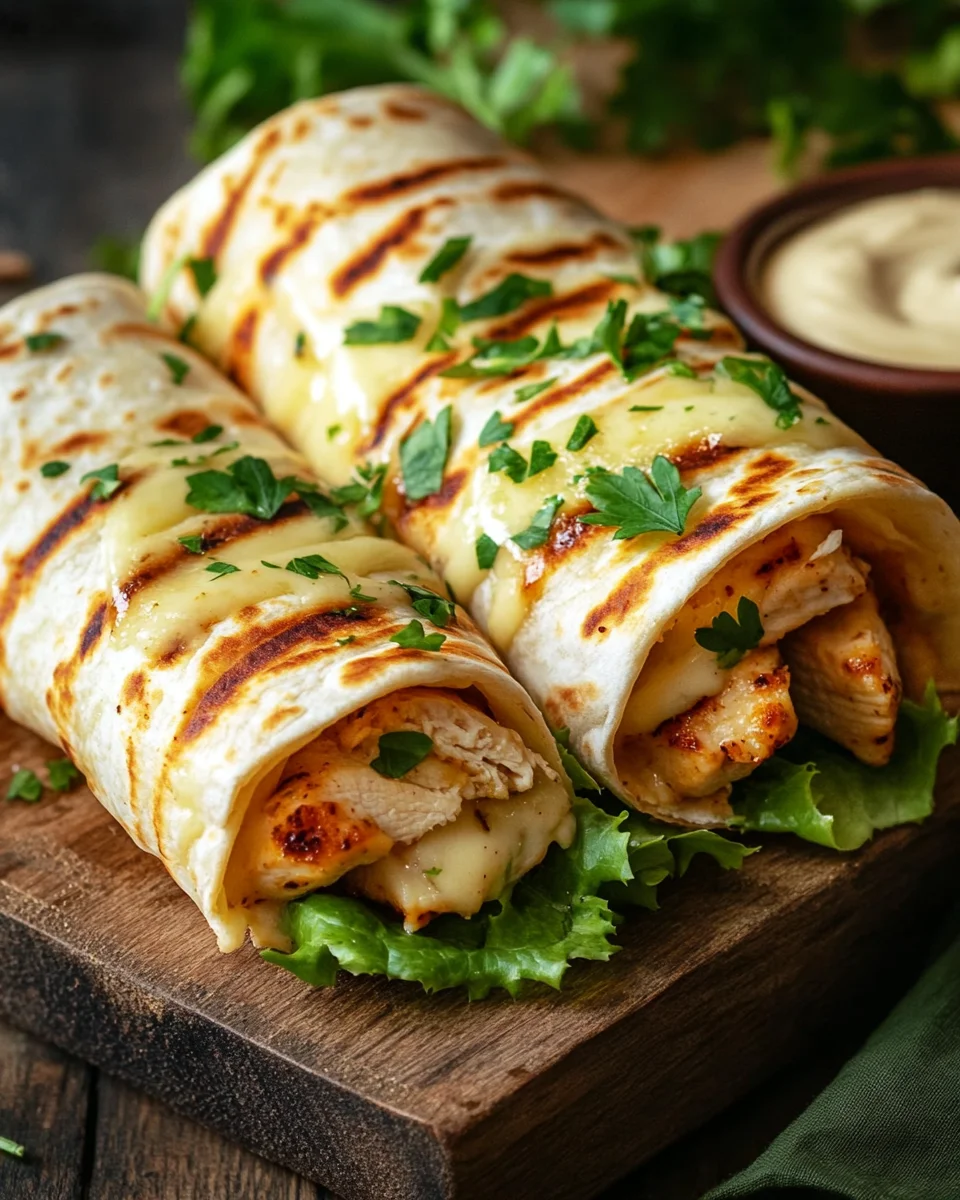 Crispy Cheesy Garlic Chicken Wraps