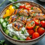 Griechische H&auml;hnchen-Tzatziki-Bowl