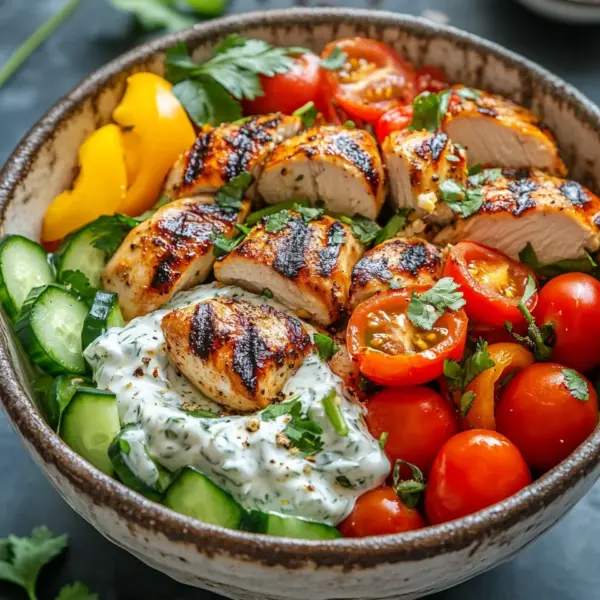 Griechische Hähnchen-Tzatziki-Bowl
