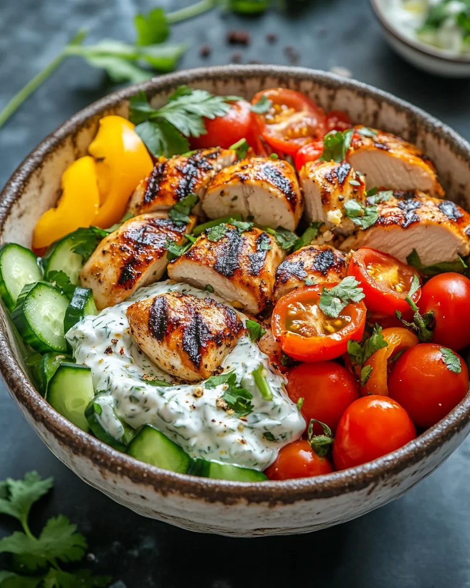 Griechische H&auml;hnchen-Tzatziki-Bowl