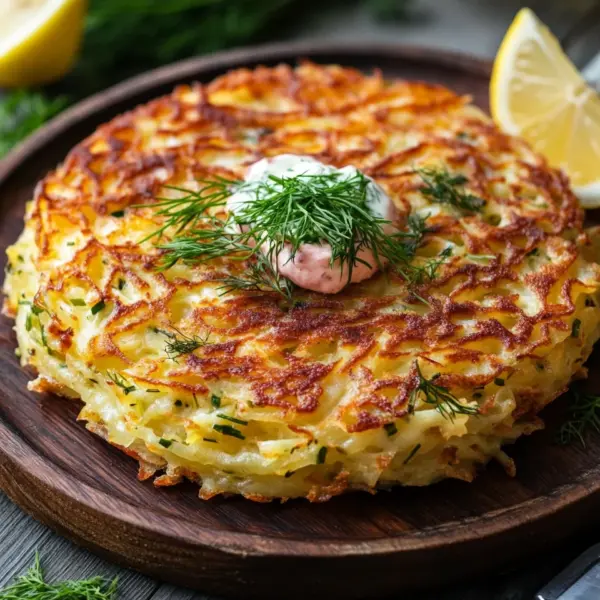 Großer Rösti mit Frischkäse und Lachs