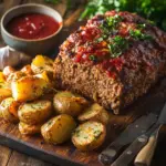 Herzhafter Hackbraten mit Ofenkartoffeln