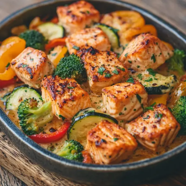Lachsauflauf mit Gemüse