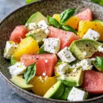 Melonen Feta Salat mit Avocado