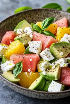 Melonen Feta Salat mit Avocado