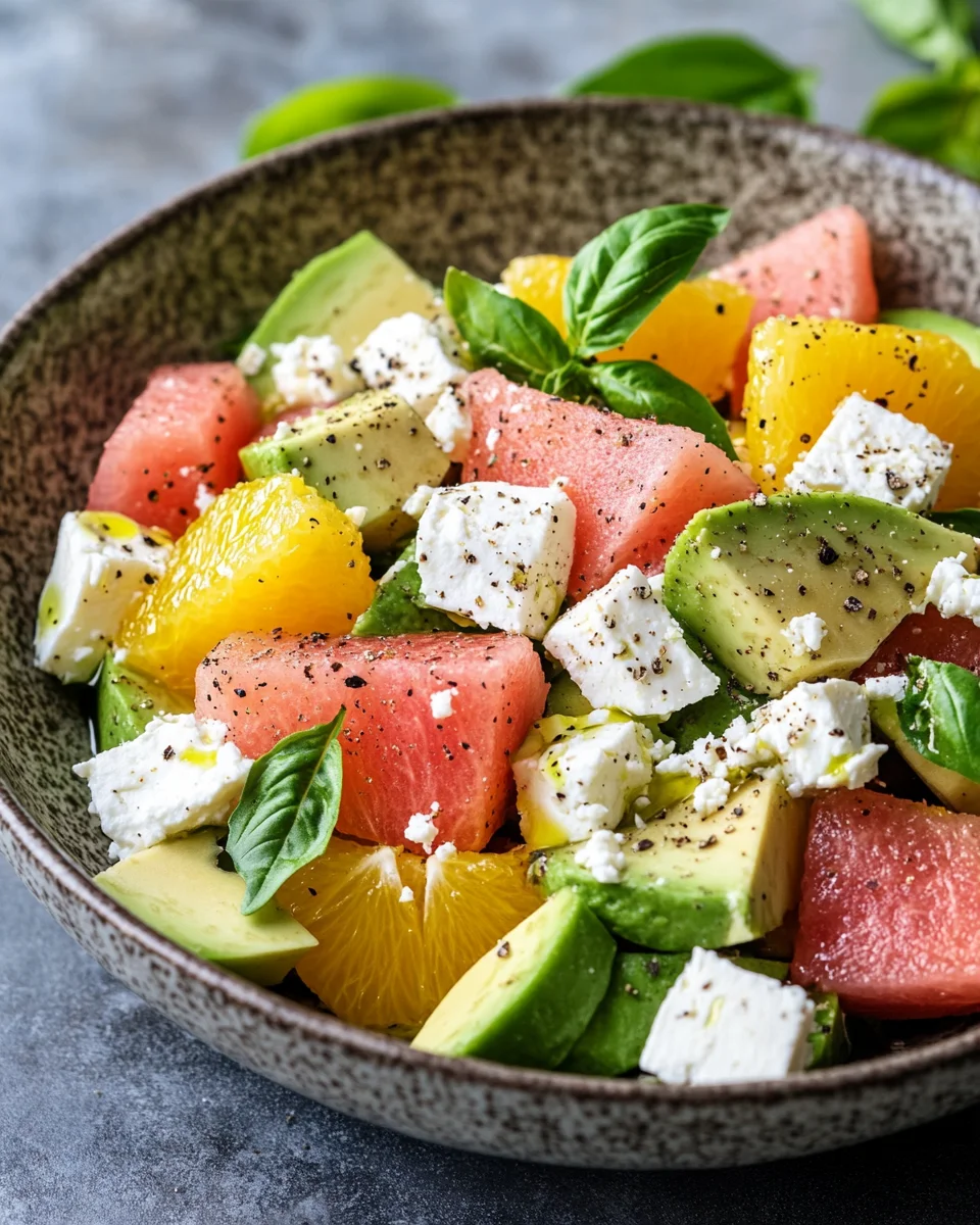 Melonen Feta Salat mit Avocado