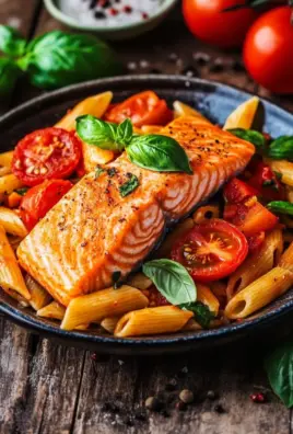 Ofen-Lachs-Pasta mit Tomaten