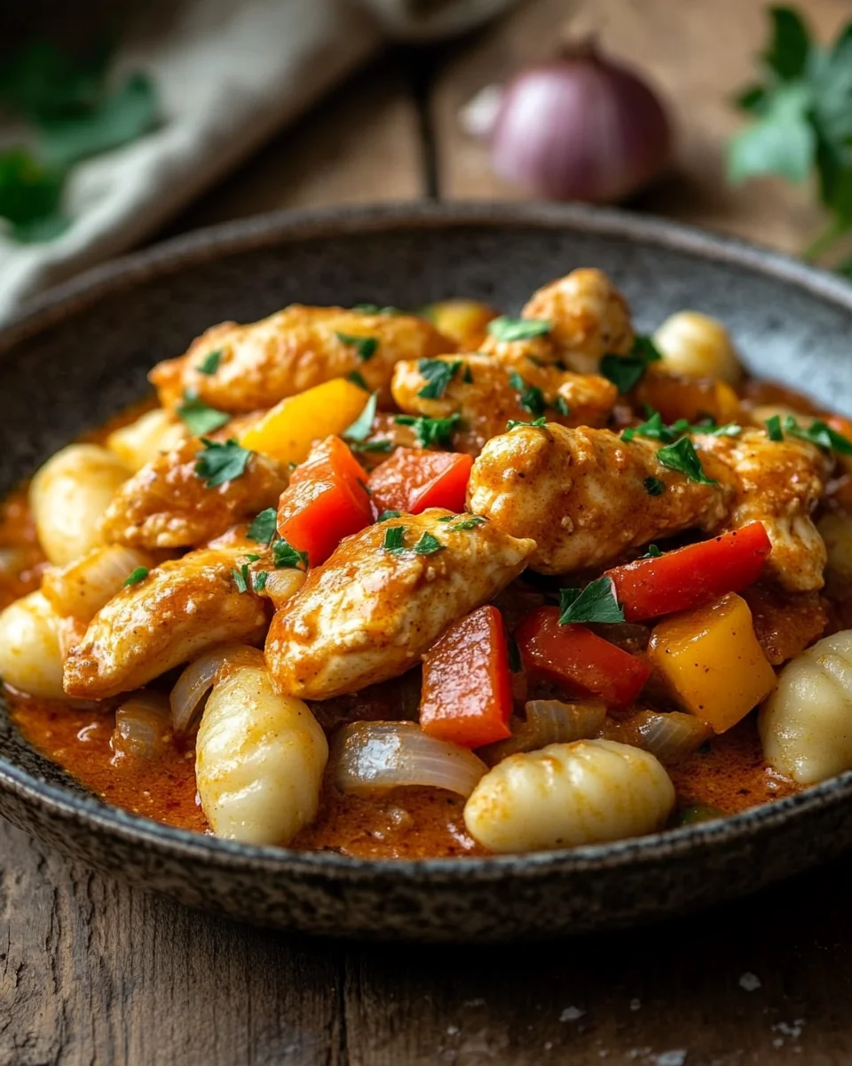 Paprika-Sahne-Hähnchen mit Gnocchi 20 Paprika-Sahne-Hähnchen