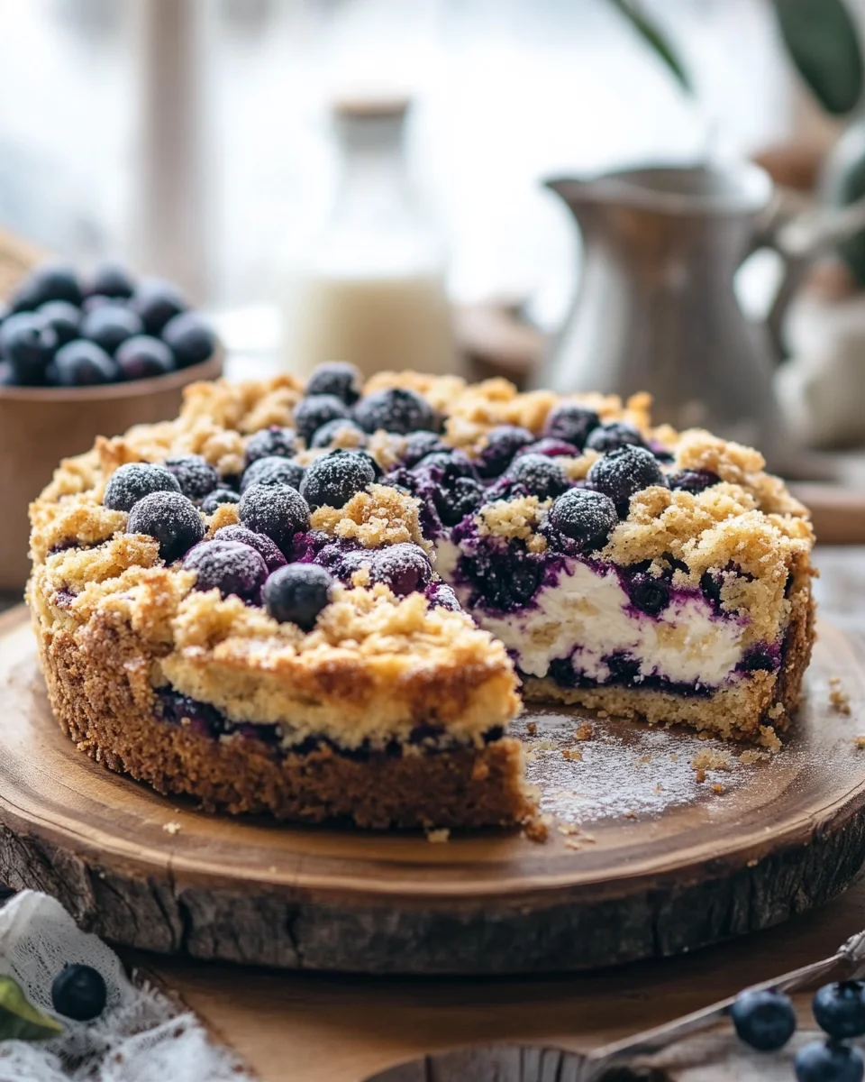 schneller Blaubeer-Quark-Kuchen mit Streuseln
