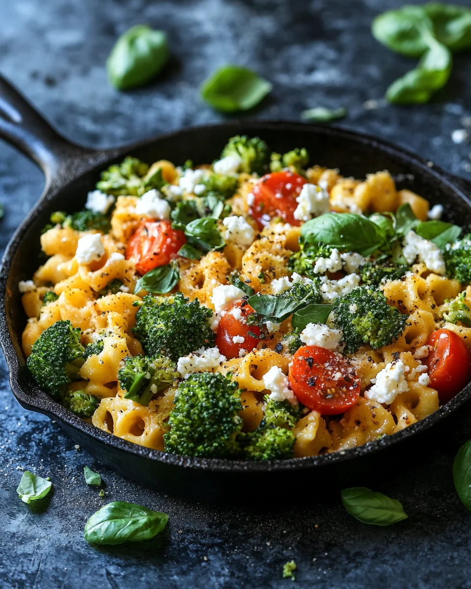 Schupfnudelpfanne mit Brokkoli, Feta und Tomaten