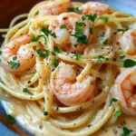 Spaghetti mit Garnelen in Frischk&auml;sesauce