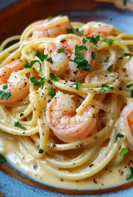 Spaghetti mit Garnelen in Frischkäsesauce