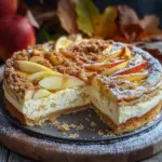 W&uuml;rziger Bratapfel-K&auml;sekuchen mit Zimtstreuseln