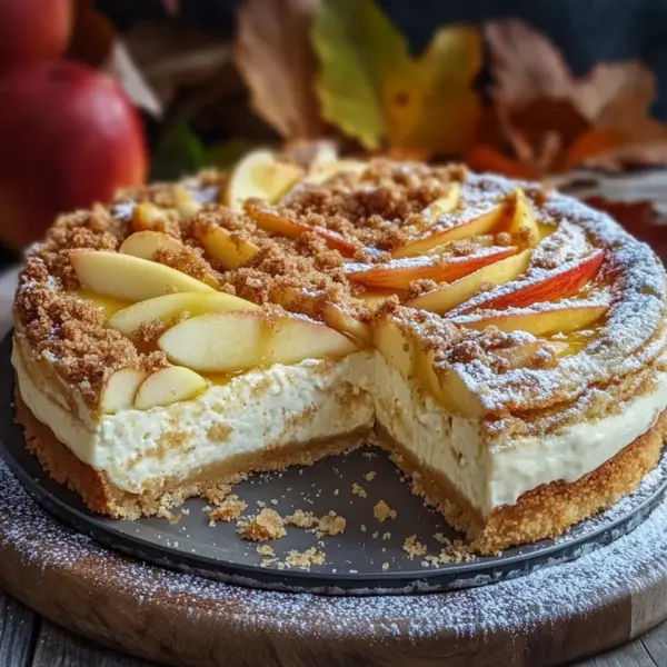Würziger Bratapfel-Käsekuchen mit Zimtstreuseln