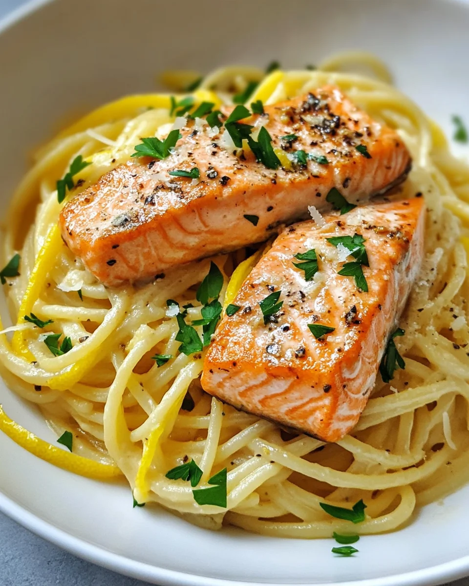 Zitronen Lachs Pasta
