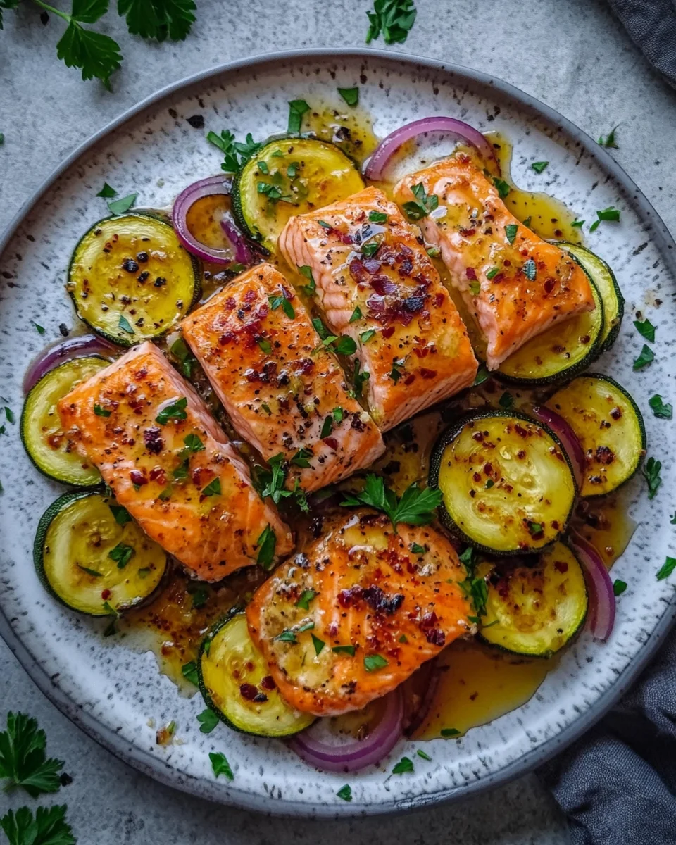 Zucchinipfanne mit Lachs